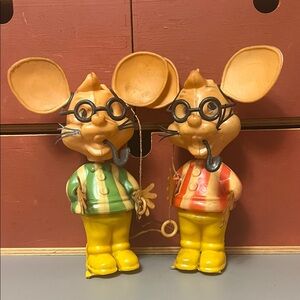 Vintage Topo Gigio Mouse Puppets with Glasses - 7”